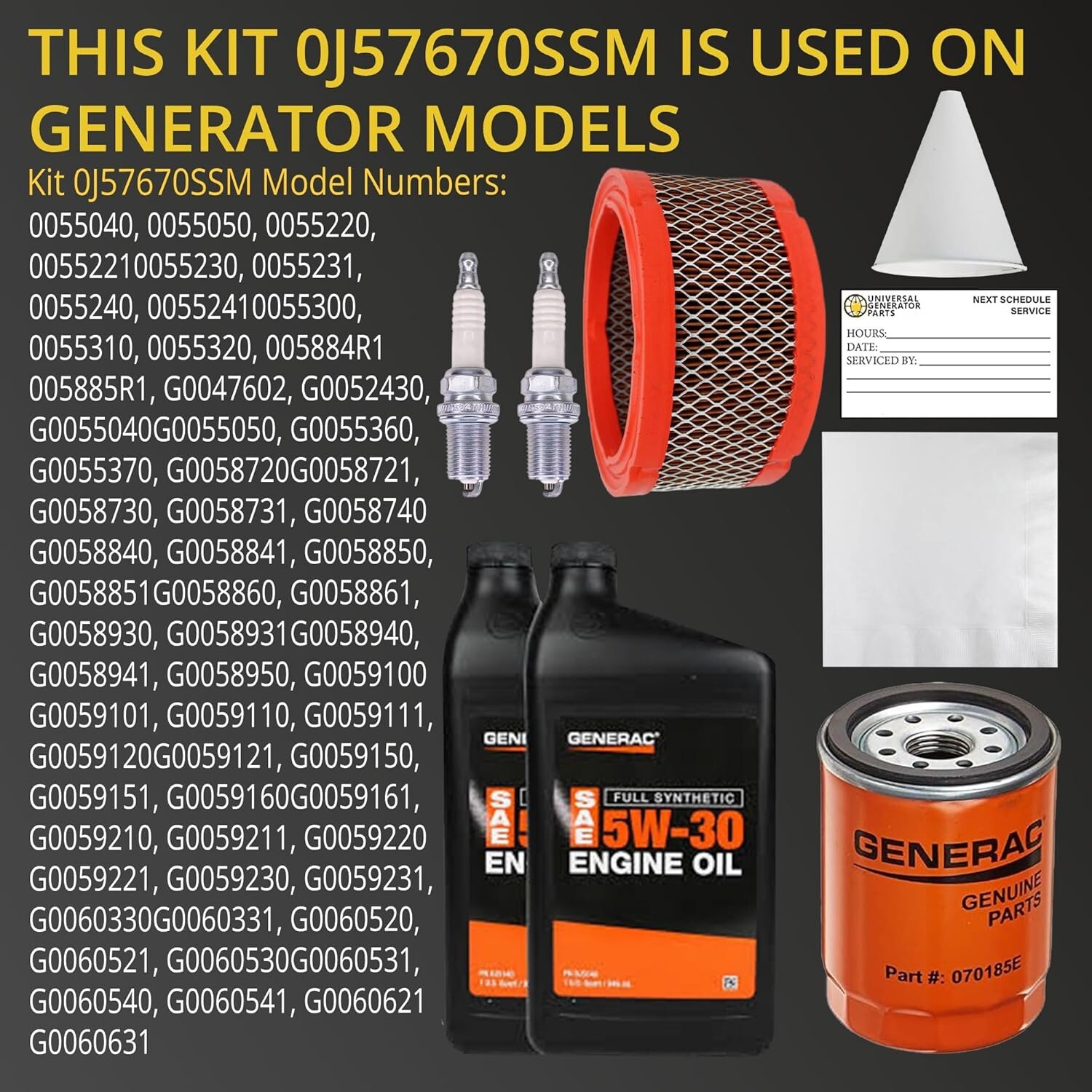 Generac &lrm;0J57670SSM Maintenance Kit for Generators 12-18kW Prior to 2013 760/990