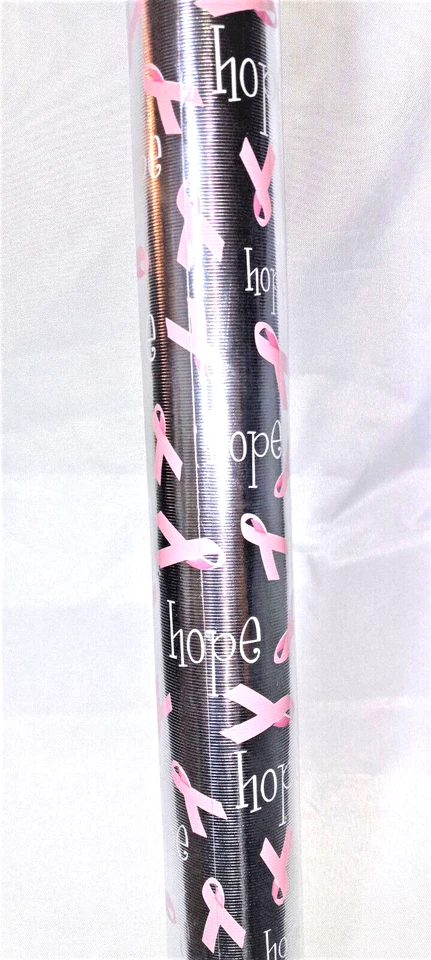 Cinta rosa conciencia del cáncer de mama papel de envolver plateado 35 pies cuadrados cinta rosa Foto 2 de 3