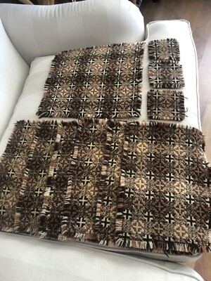 7 Vintage Walisische Gobelin Wolle Tischsets & 3 Untersetzer