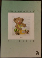 RARE WMF TEDDY Kinderbesteck  (4-PC Children's Cutlery) Silvertone Embossed NEW*