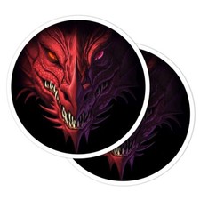 2x Vinyl Stickers Head Angry Red Dragon #60595