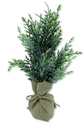 Pianta finta conifera sacco di iuta 13 x 36 cm cipresso artificiale albero della vita thuja - Foto 4 di 5