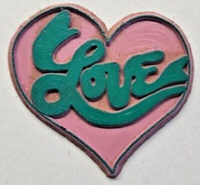 1960's Pink / Green Love Heart Magnet rubber fridge Rare PB179