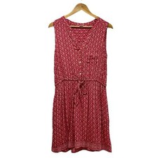 GAP Sleeveless Tie-Belt Shirtdress Red and White Floral Button Down