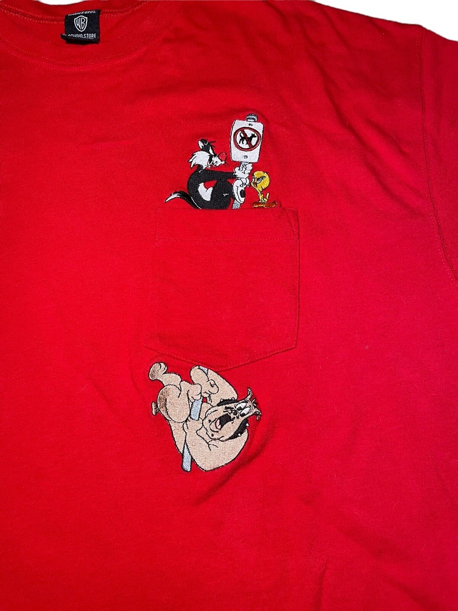 Vintage Looney Tunes T-Shirt Large Pocket Warner Bros Studio