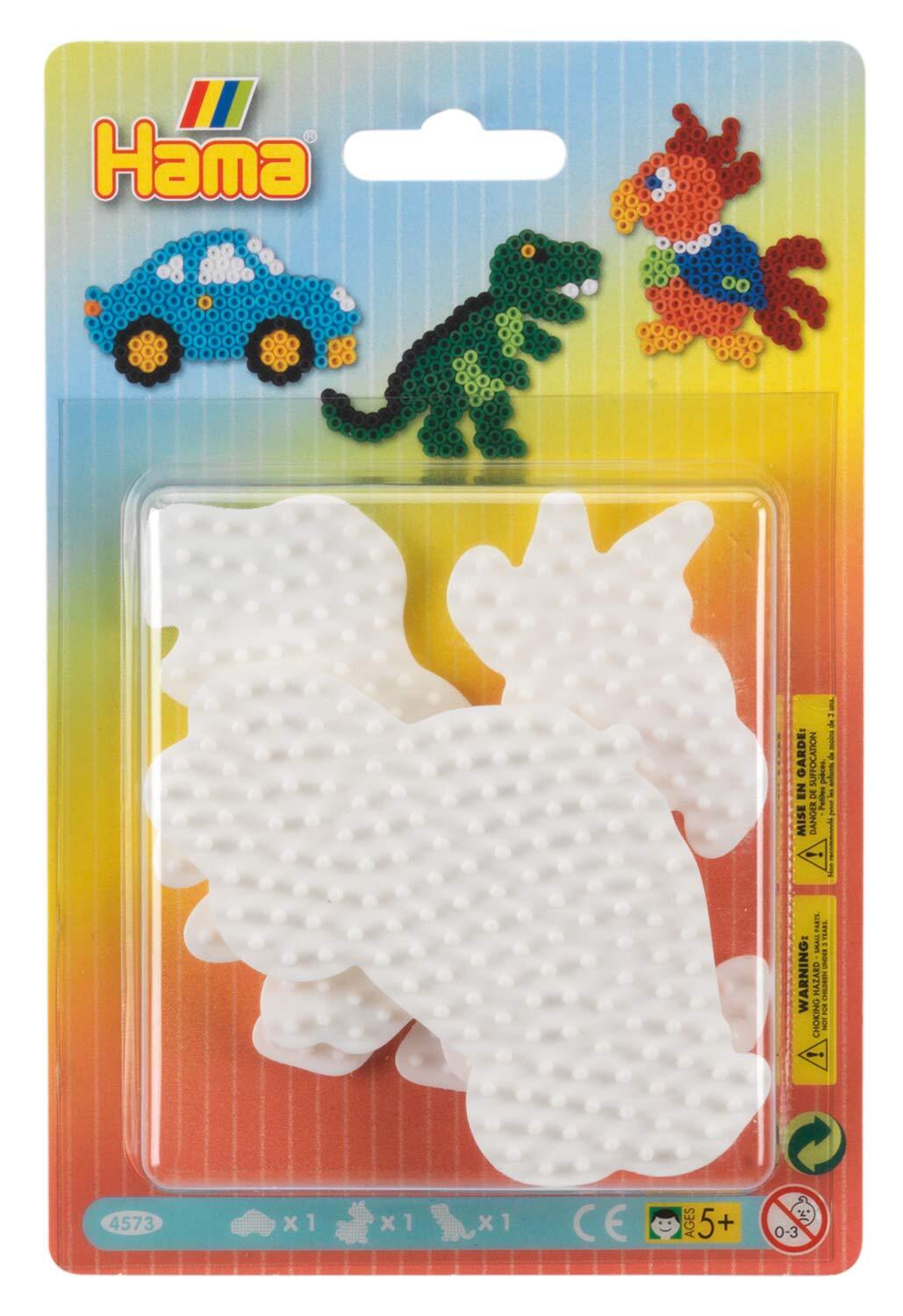 Hama 4573 Car, Parrot & dinosaur pegboard blister pack Three Small Mixed Set, On