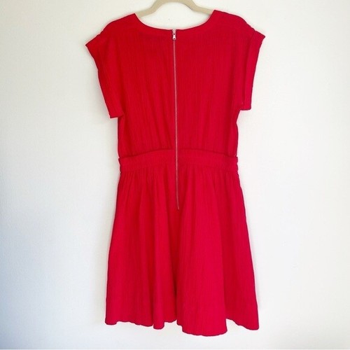 Marc by Marc Jacobs Aliyah Crinkled Cotton Dress textured skipper red 4 chiffon - 第 4/12 張圖片