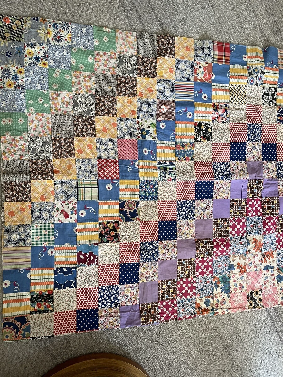 1930-40 Trip Around The World Quilt Top 81” X 72”