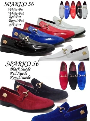 ALBERTO FELLINI Men's Patent Black Slip On Gold Buckle Dress Shoes Loafers Formal by ALBERTO FEL