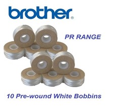 BROTHER PR RANGE EMBROIDERY PRE WOUND BOBBIN THREAD WHITE SIDED L - 120m x 10