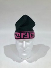 EXTREMELY RARE 2004 VINTAGE NEW W/ TAGS FENDI FF MONOGRAM BEANIE HAT BLACK PINK