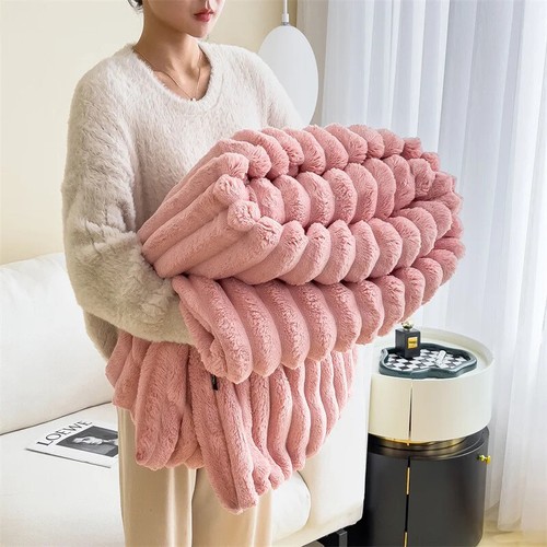 Large Faux Fur Warm Fleece Throw Over Soft Sofa Bed Mink Blanket Double & King - Picture 8 of 15