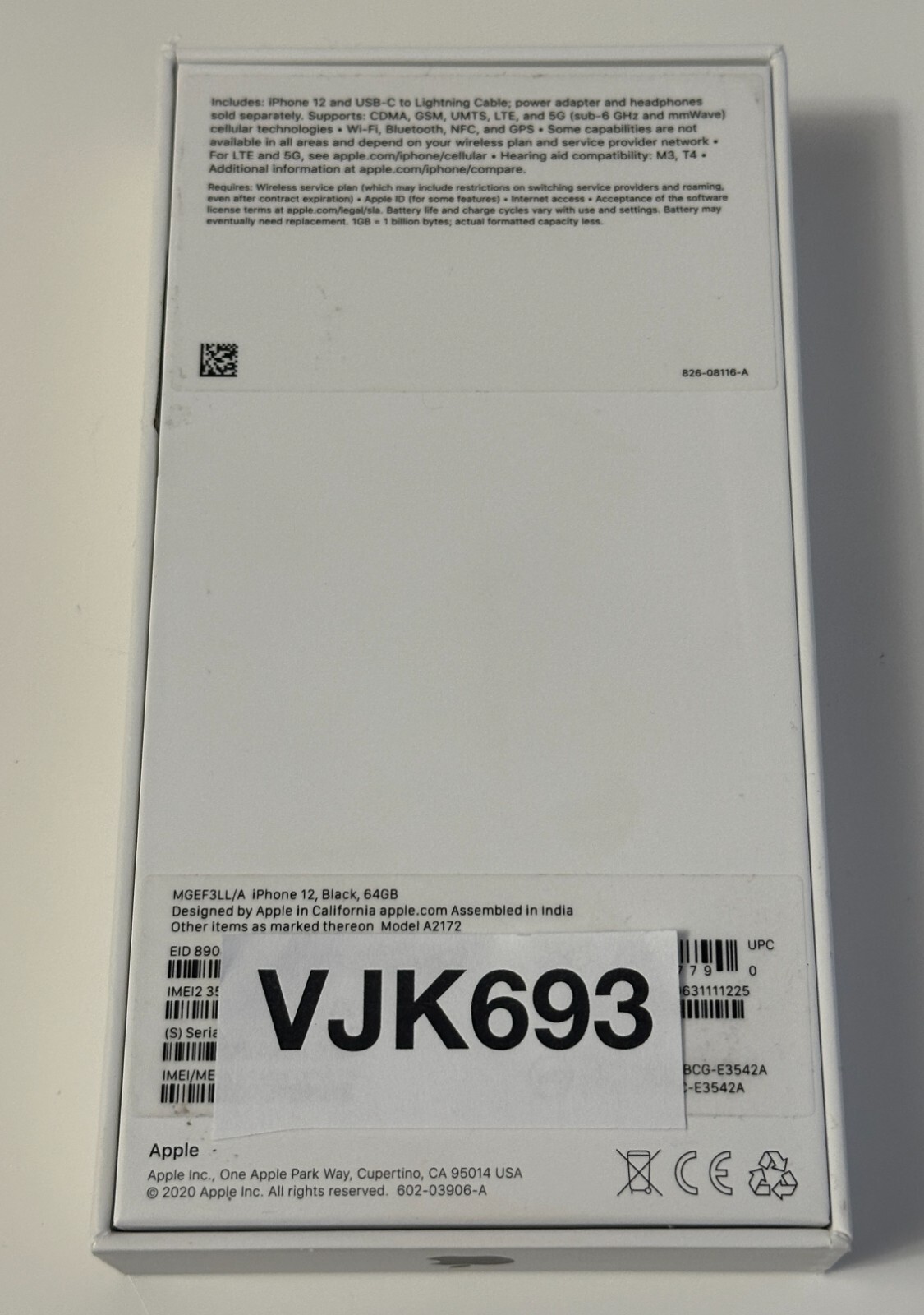 NEW! Apple iPhone 12 64GB 5G Black (AT&T CRICKET H2O) ~ APPLE WARRANTY OCT 2024