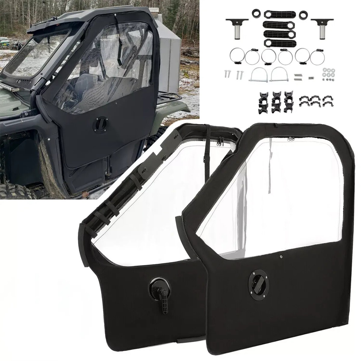 Left &Right Soft Doors Nylon Door+Plastic Window For Honda Pioneer
