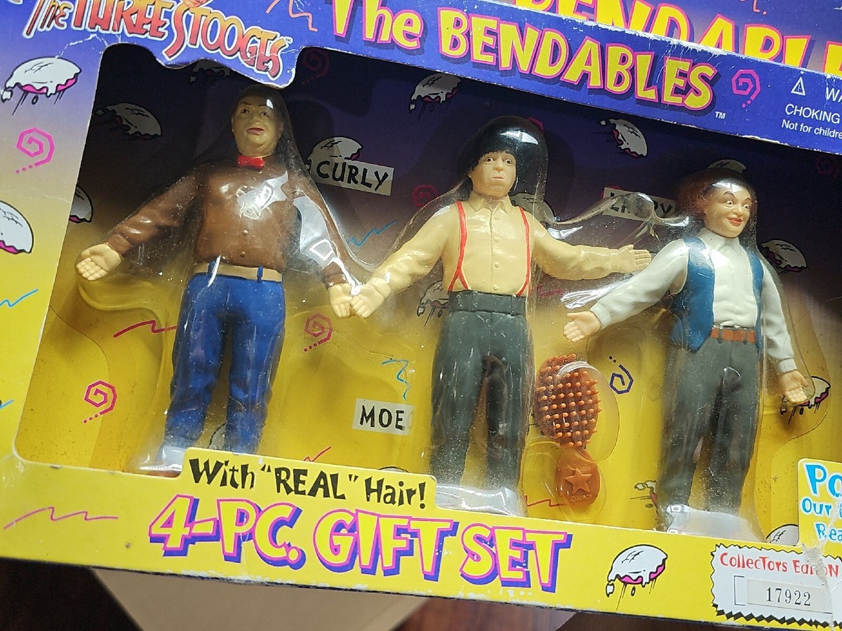 THREE STOOGES THE BENDABLES W/Real Hair 4-PC. NIB Gordy Toy | eBay