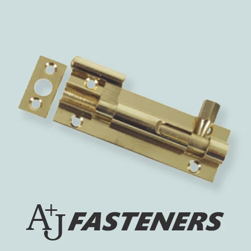 A & J FASTENERS (ALL SIZES) NECKED BARREL BOLT ELECTRO BRASS CRANKED - CUPBOARD DOOR LOCK SLIDE
