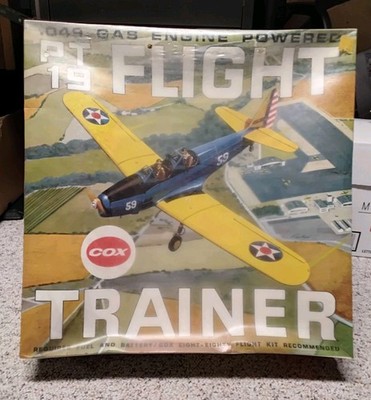Vtg Cox PT-19 Flight Trainer Airplane Gas Engine Powered Plane Tether Model NIB