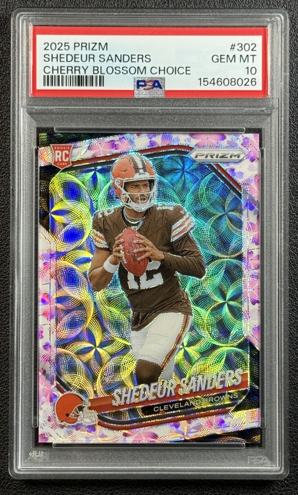 SHEDEUR SANDERS PSA 10 2025 PANINI PRIZM #302 ROOKIE CHERRY BLOSSOM RC 15/15 GEM view 1