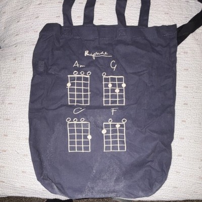 Vance Joy Riptide Navy Tote Bag Graphic Print Guitar Chord Diagram