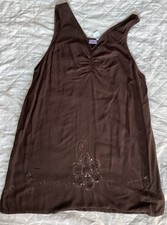 SAND N SUN Cover-Up Brązowa Haftowana cekinowe akcenty Sukienka Damska 2X