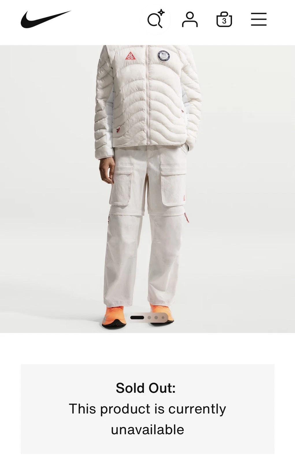 Nike ACG Team USA 2026 Olympics Phantom Chile Zip Off Pants Size L IO9805-030