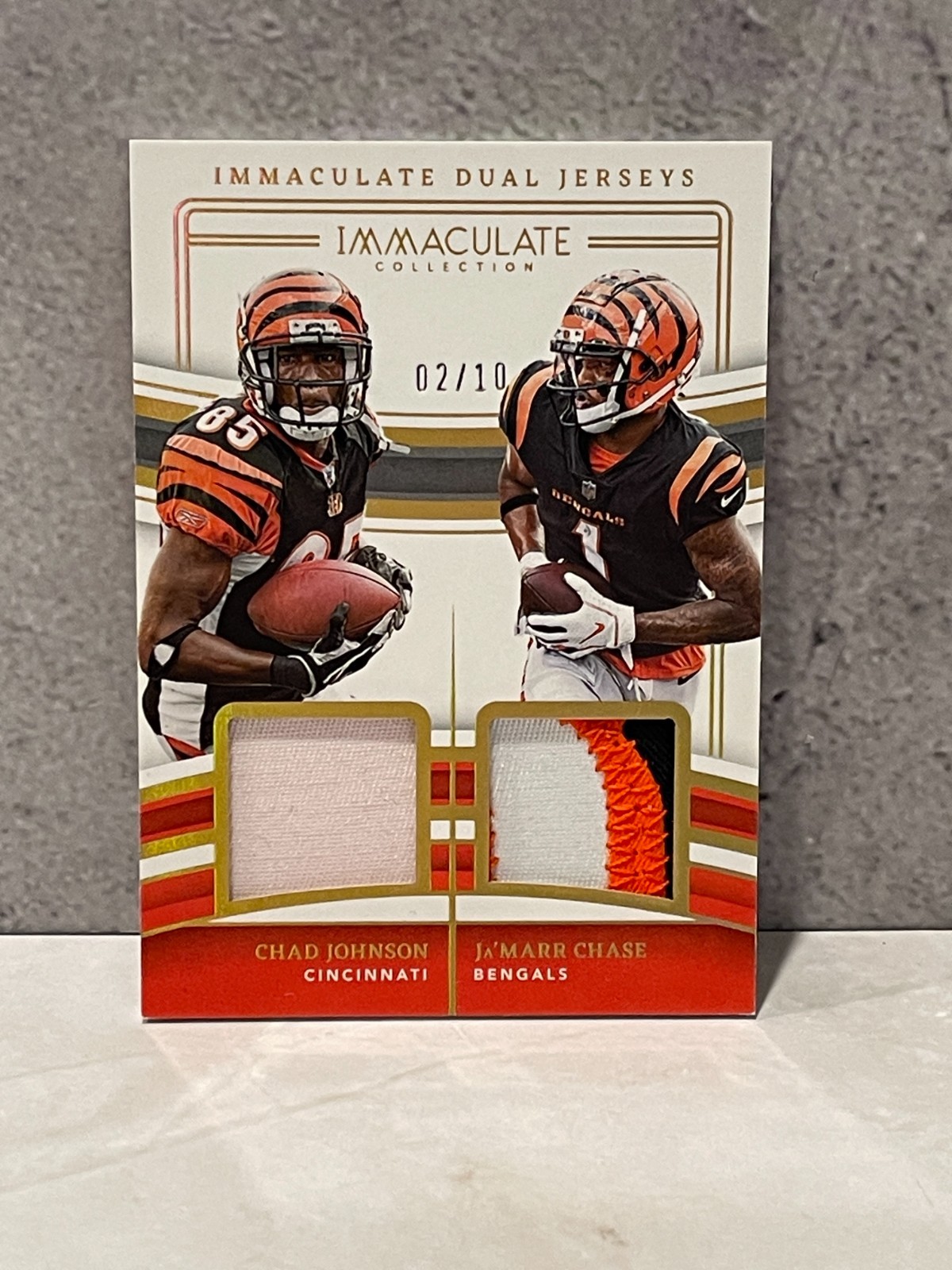 2023 Immaculate Coll Dual Jerseys Prime Gold Chad Johnson Ja'Marr Chase #'d/10