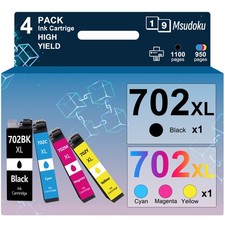 4PK 702XL T702XL Ink Cartridges Compatible for Epson WorkForce Pro WF3720/3725