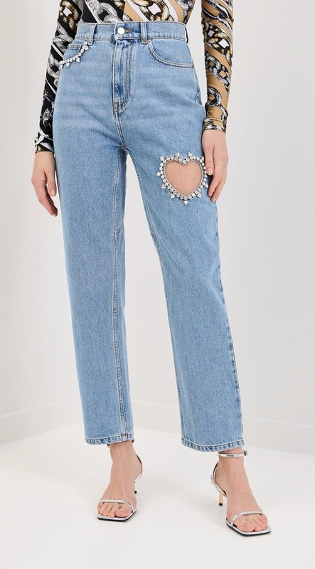 AREA (NWT $695) Crystal Heart Light Blue Jeans Sz 26