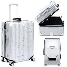 Clear Suitcase Cover PVC Protector with Zip, Waterproof Transparent Luggage C...