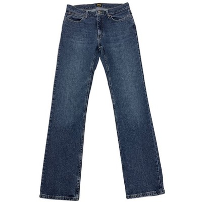 Lee Jeans Mens 32W 35L Blue Regular Fit Straight Leg Stretch Denim