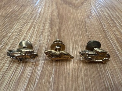 Set of 3 Vintage 1985 Avon Gold Tone Dream Car Tie Tack Pins
