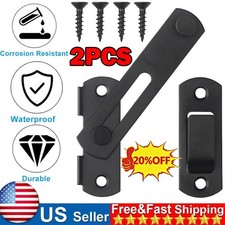 Heavy Duty Barn Door Lock 180 Flip Sliding Latch Lock Stainless Steel Matte Bla