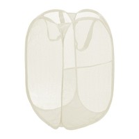 Faltbarer WäSchekorb Mit Griffen Und Seitentasche, FüR Mesh, Beige