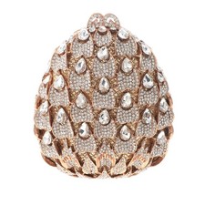 Gold Tone Alloy Metal Crystal Rhinestone Clutch Evening Bag HB6279-GCL