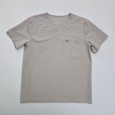 FIGS Leon Technical Collection Scrub Top Mens Large Slate V-Neck Pocket FM1500