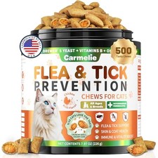 Flea  Tick Prevention Chews for Cats, 500 Crunchy  Creamy Treats, Natural