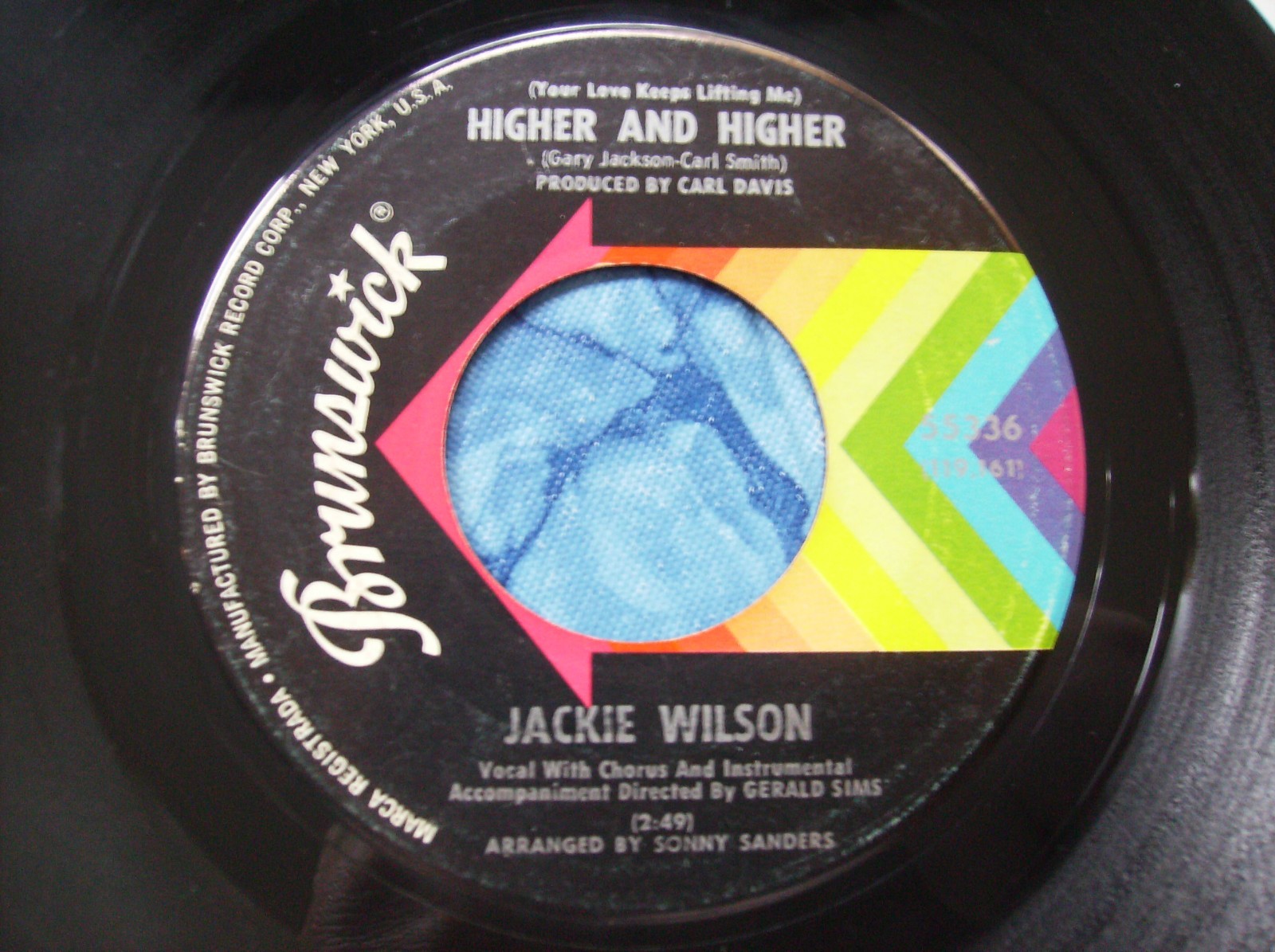 1967 NORTHERN SOUL 45 JACKIE WILSON - HIGHER AND HIGHER - BRUNSWICK original
