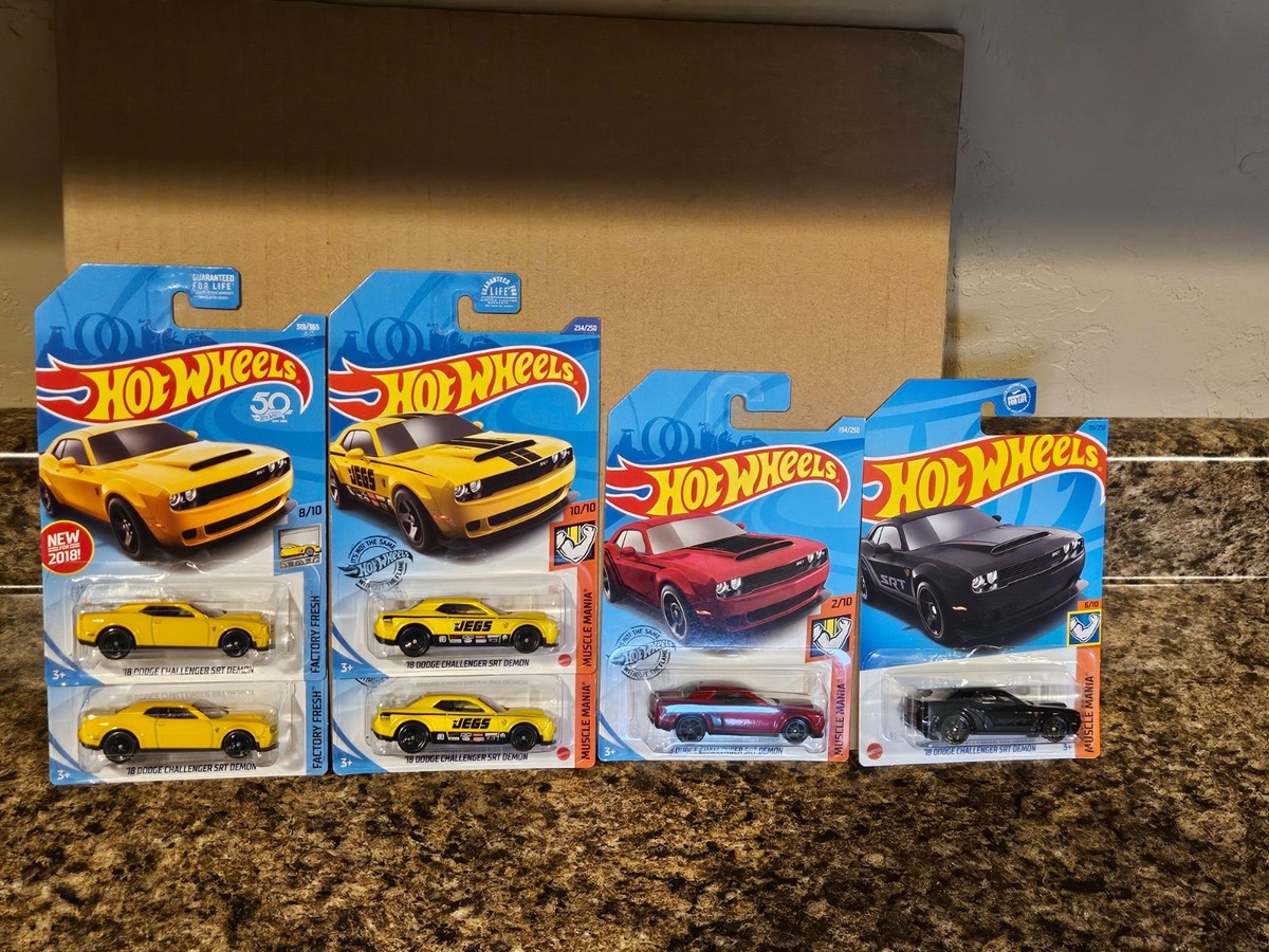 hotwheels dragstripdemons challenger 3台 Hot Wheels Lot of 6 2018 Dodge Challenger SRT Demon '18 Yellow