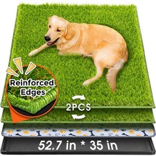 Dog Grass Pad with Tray 52.7 x 35 Inch Potty System Waterproof Portable Hompet