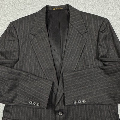 Vintage Rogers Peet Pin Striped Blazer Mens 40R Pure Wool Union Made Dark Gray