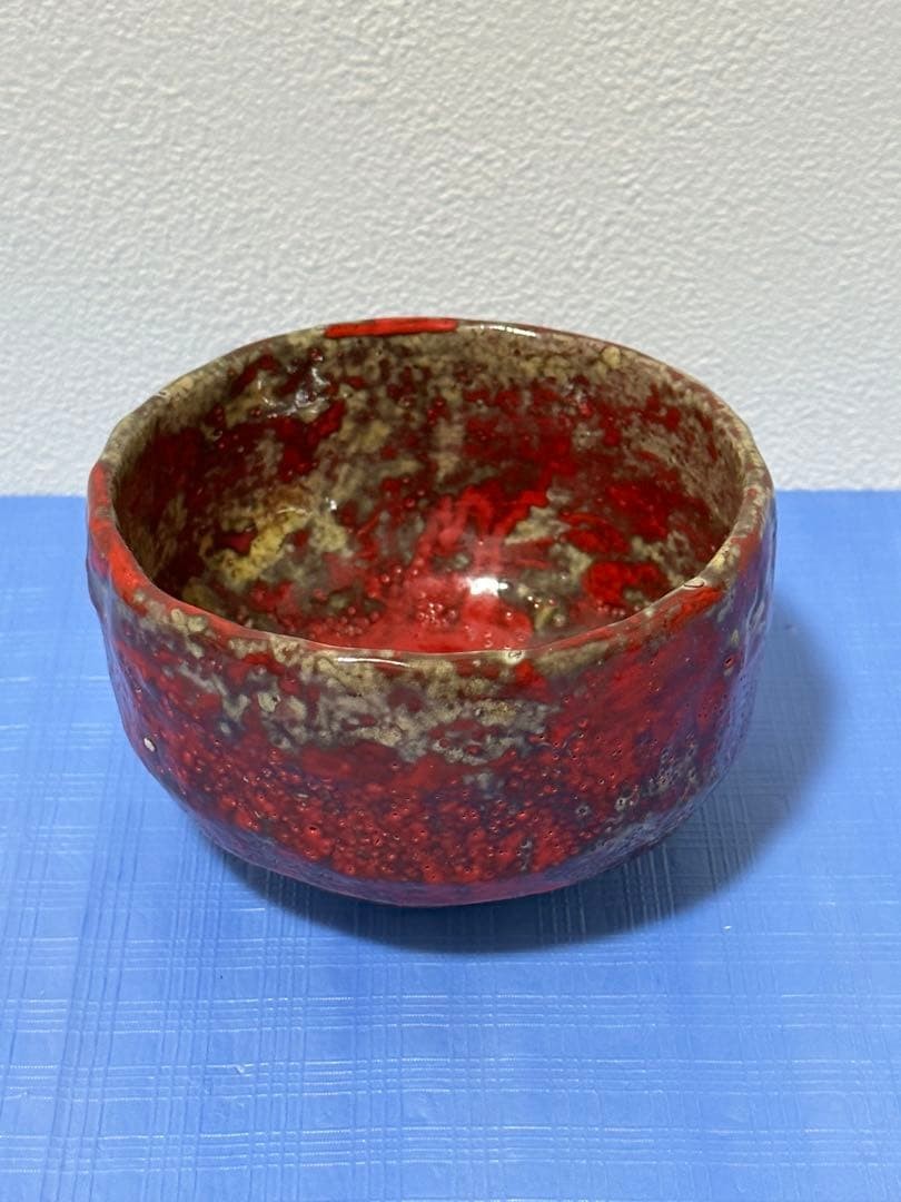 Red Raku Tea Bowl Matcha Cup Tea Ceremony Pottery Brown Antique Style