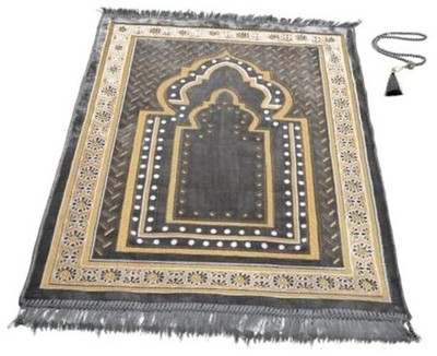 Prayer Mat Rug for Muslim Men, Women or Kids, Portable Praying Mat and Grey
