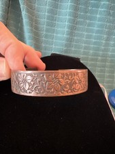 Vintage Genuine  Copper  Floral Etched Adjust...