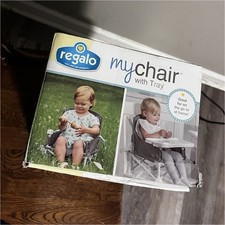 Regalo myChair with Tray Booster Chair Gray Dishwasher Safe Compact Wipeable