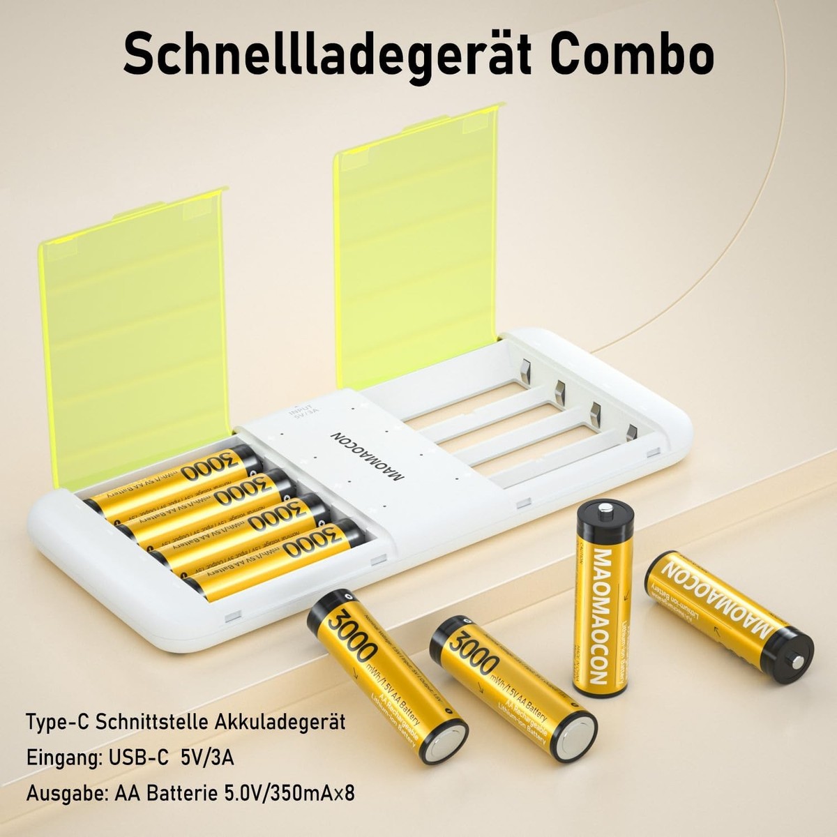 Pile Ricaricabili Aaa Con Caricabatterie Batterie Al Litio Ricaricabili Confezione Da 8 Con Caricabatterie Batterie Ricaricabili - Foto 10