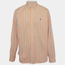Polo Ralph Lauren Orange Stripe Cotton Button Down Shirt XL