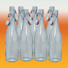750ml Classic Style Clear Glass Swing Top Bottle - Pack Of 8 For Water / Wine