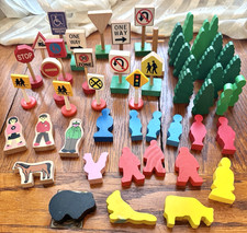Lot Of 50 Thomas/Brio Wooden Train Telephone Poles, Signs,  Figures
