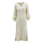 JAEGER Pure Merino Wool Knitted V-Neck Dress Womens Ladies RRP £150.00