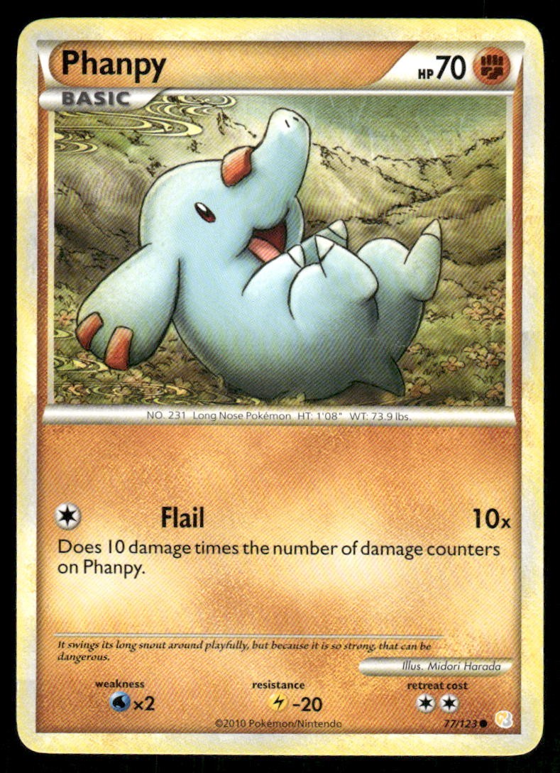 2010 Pokemon Phanpy Common HeartGold & SoulSilver 77/123 DMG